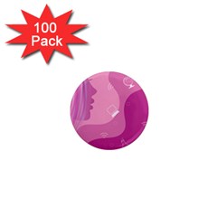 Online Woman Beauty Purple 1  Mini Magnets (100 Pack)  by Mariart