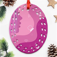 Online Woman Beauty Purple Oval Filigree Ornament (two Sides) by Mariart