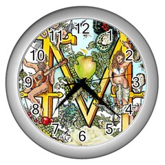 The Illustrated Alphabet - M - By Larenard Wall Clock (silver)