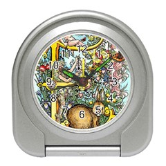 The Illustrated Alphabet - E - by LaRenard Travel Alarm Clock