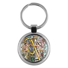 The Illustrated Alphabet - A - By Larenard Key Chain (round)