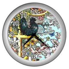 The Illustrated Alphabet - F - By Larenard Wall Clock (silver)