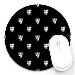 Man Head Caricature Drawing Pattern Round Mousepads by dflcprintsclothing