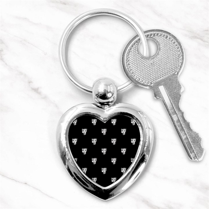 Man Head Caricature Drawing Pattern Key Chain (Heart)