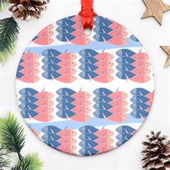 Fish Texture Rosa Blue Sea Ornament (round) by HermanTelo