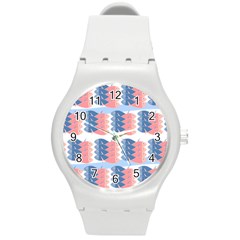 Fish Texture Rosa Blue Sea Round Plastic Sport Watch (m) by HermanTelo