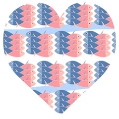 Fish Texture Rosa Blue Sea Wooden Puzzle Heart by HermanTelo