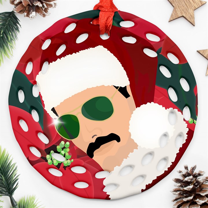 Mr. Bad Guy Santa Round Filigree Ornament (Two Sides)