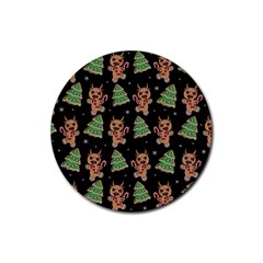 Gingerbread Krampus Rubber Round Coaster (4 Pack)  by Valentinaart