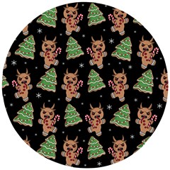 Gingerbread Krampus Wooden Puzzle Round by Valentinaart