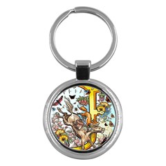 The Illustrated Alphabet - J - By Larenard Key Chain (round)