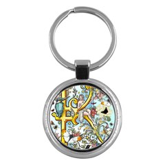 The Illustrated Alphabet - K - By Larenard Key Chain (round)