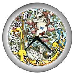 The Illustrated Alphabet - L - By Larenard Wall Clock (silver)