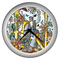 The Illustrated Alphabet - N - By Larenard Wall Clock (silver)