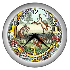 The Illustrated Alphabet - Q - By Larenard Wall Clock (silver) by LaRenard