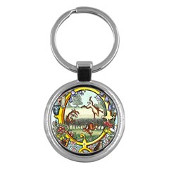 The Illustrated Alphabet - Q - By Larenard Key Chain (round)