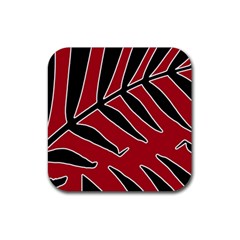 Leaves Silhouette Tropical Style Print Rubber Coaster (square)  by dflcprintsclothing