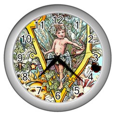 The Illustrated Alphabet - V - By Larenard Wall Clock (silver)