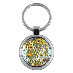 The Illustrated Alphabet - W - By Larenard Key Chain (round)