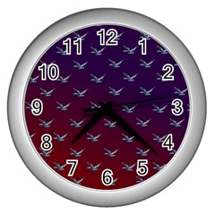 Blue Bird Of Happiness - Dark - By Larenard Wall Clock (silver)