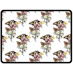 Butterflies On Peonies - By Larenard Double Sided Fleece Blanket (large) 