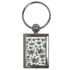 Blue Birds Of Happiness - White - By Larenard Key Chain (rectangle)