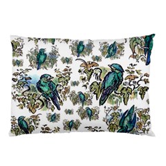 Blue Birds Of Happiness - White - By Larenard Pillow Case (two Sides) by LaRenard