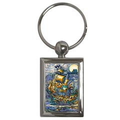 Draculas Ship At Whitby Bay - By Larenard Key Chain (rectangle) by LaRenard