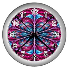 Fractal Flower Wall Clock (silver) by Sparkle