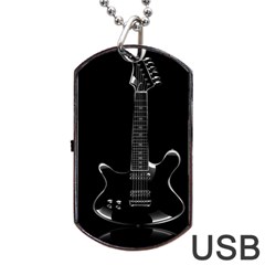 Fractal Guitar Dog Tag Usb Flash (one Side) by Sparkle