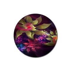 Fractal Flower Rubber Coaster (round)  by Sparkle