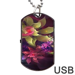 Fractal Flower Dog Tag Usb Flash (one Side) by Sparkle