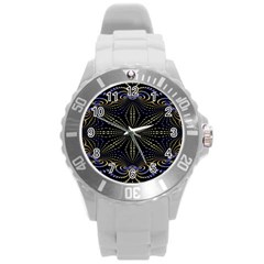 Fractal Mandale Round Plastic Sport Watch (l) by Sparkle