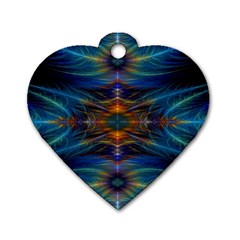 Fractal Flower Dog Tag Heart (two Sides) by Sparkle