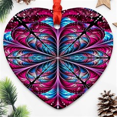 Fractal Flower Heart Ornament (two Sides) by Sparkle