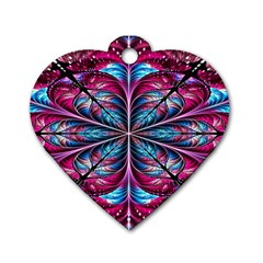 Fractal Flower Dog Tag Heart (one Side) by Sparkle