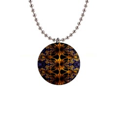 Fractal Flower 1  Button Necklace by Sparkle