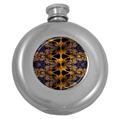 Fractal Flower Round Hip Flask (5 Oz) by Sparkle