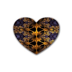 Fractal Flower Rubber Coaster (heart)  by Sparkle