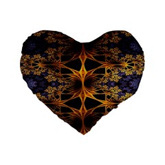 Fractal Flower Standard 16  Premium Heart Shape Cushions by Sparkle