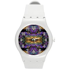 Fractal Illusion Round Plastic Sport Watch (m) by Sparkle