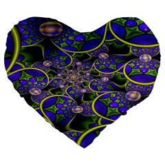 Fractalbubbles Large 19  Premium Flano Heart Shape Cushions by Sparkle