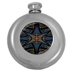 Fractal Flower Round Hip Flask (5 Oz) by Sparkle