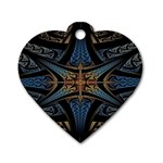 Fractal Flower Dog Tag Heart (Two Sides) Front