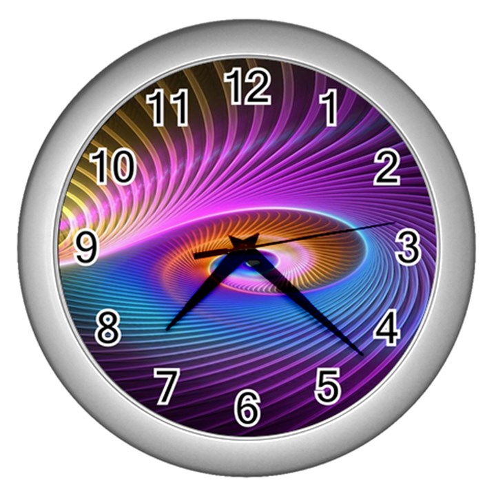 Fractal Illusion Wall Clock (Silver)