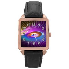 Fractal Illusion Rose Gold Leather Watch 