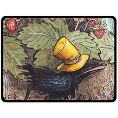 Lil Friend - Yellow Hat - By Larenard Double Sided Fleece Blanket (large) 