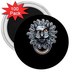 Knock Knock - Black - By Larenard 3  Magnets (100 Pack)