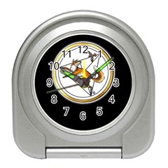 Fox & Sparrow - Logo On Black - By Larenard Travel Alarm Clock by LaRenard