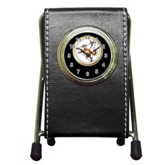 Fox & Sparrow - Logo On Black - By Larenard Pen Holder Desk Clock